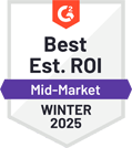 Best Est. ROI Mid Market Award g2 award 2025 - Home Care Software