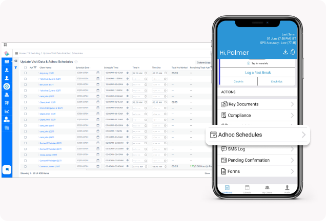 Ad-hoc caregiver scheduling in home care software
