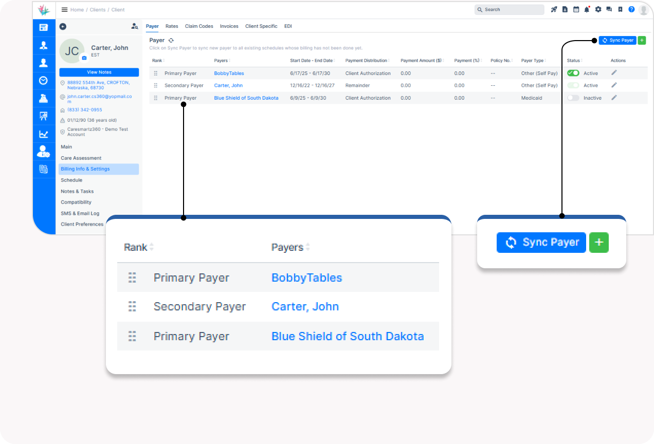Third-party billing with CareSmartz360